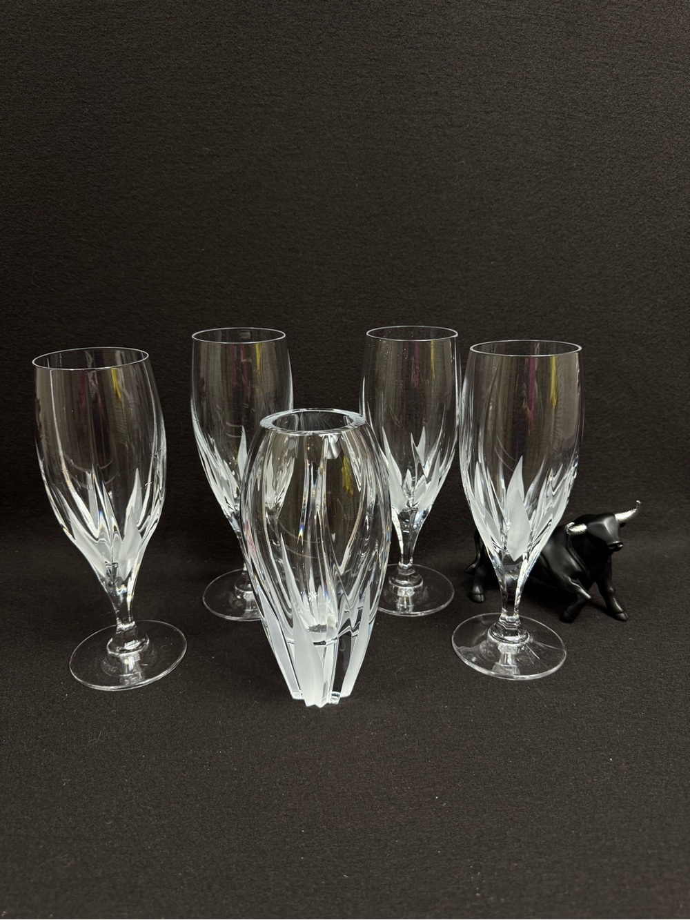Crystal Fluted water glass  and Vase Set - Clear